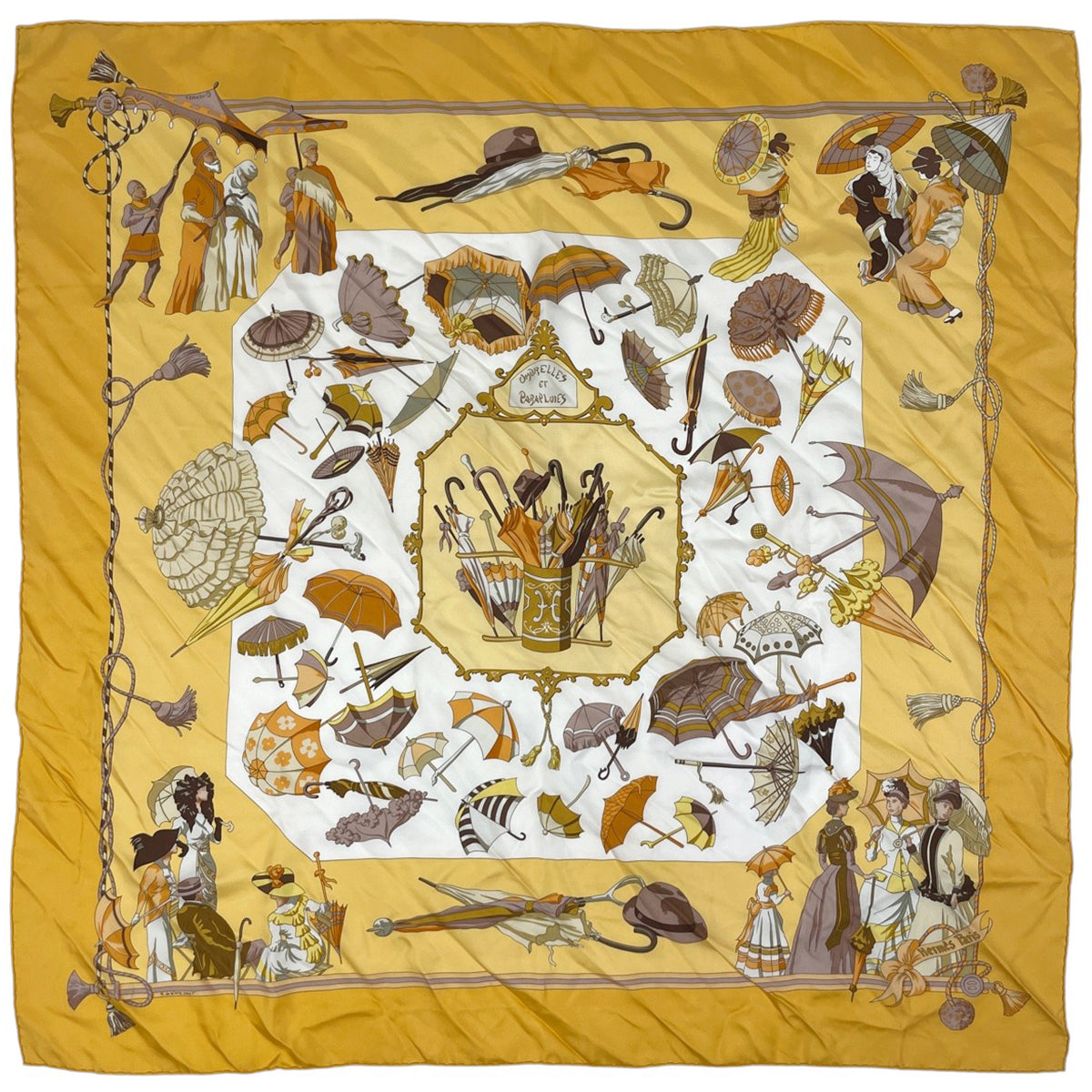 ☘️美品☘️ HERMES　日傘と雨傘　スカーフ カレ90 バイセル公式】エルメス カレ 90 OMBRELLES ET PARAPLUIES 日傘と雨傘