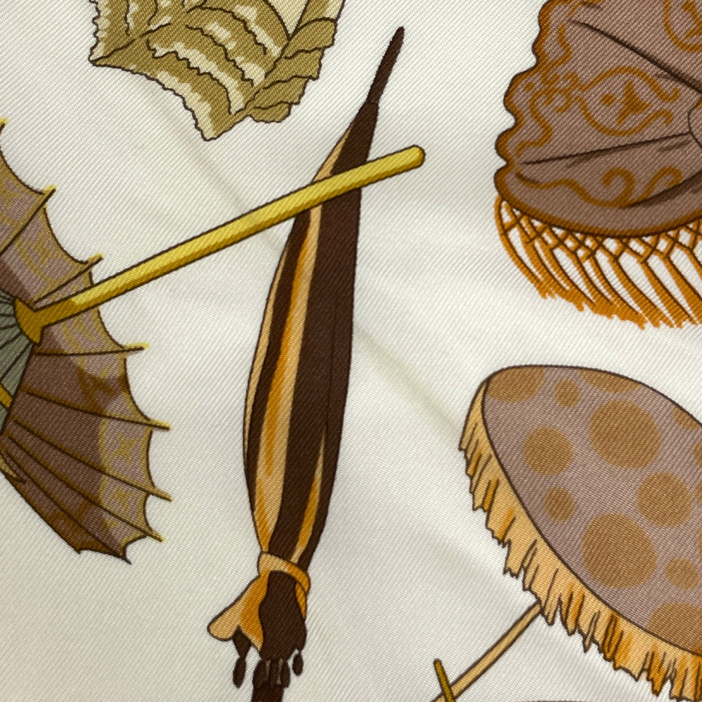 エルメス カレ 90 OMBRELLES ET PARAPLUIES 日傘と雨傘 スカーフ シルク イエロー マルチカラー レディース 【中古】brbag