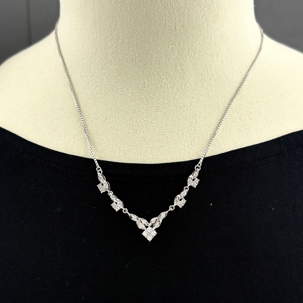 メレダイヤ デザインネックレス プラチナ ペンダント ネックレス Pt850 ダイヤモンド レディース 【中古】nbjwl