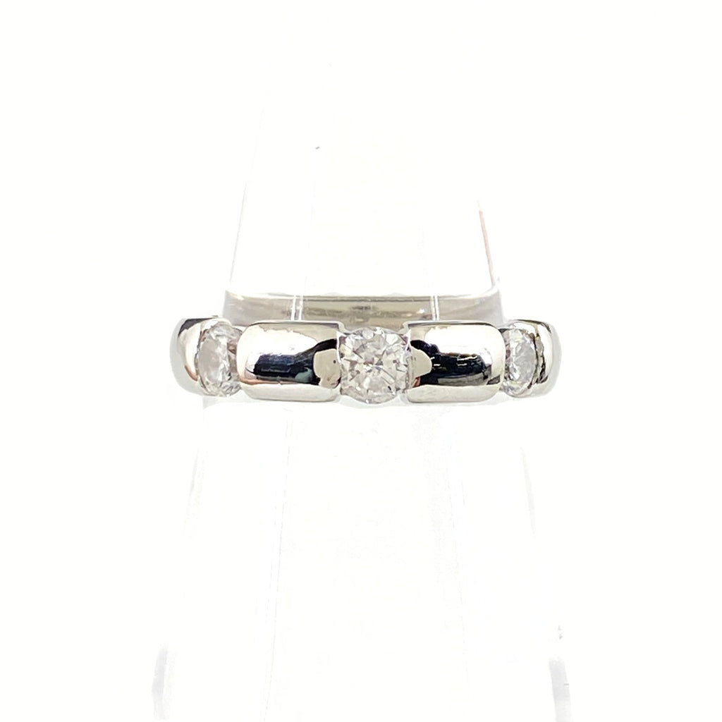 スリーカラー デザインリング プラチナ YG イエローゴールド 指輪 リング 8.5号 Pt900 K18 ダイヤモンド レディース 【中古】nbjwl