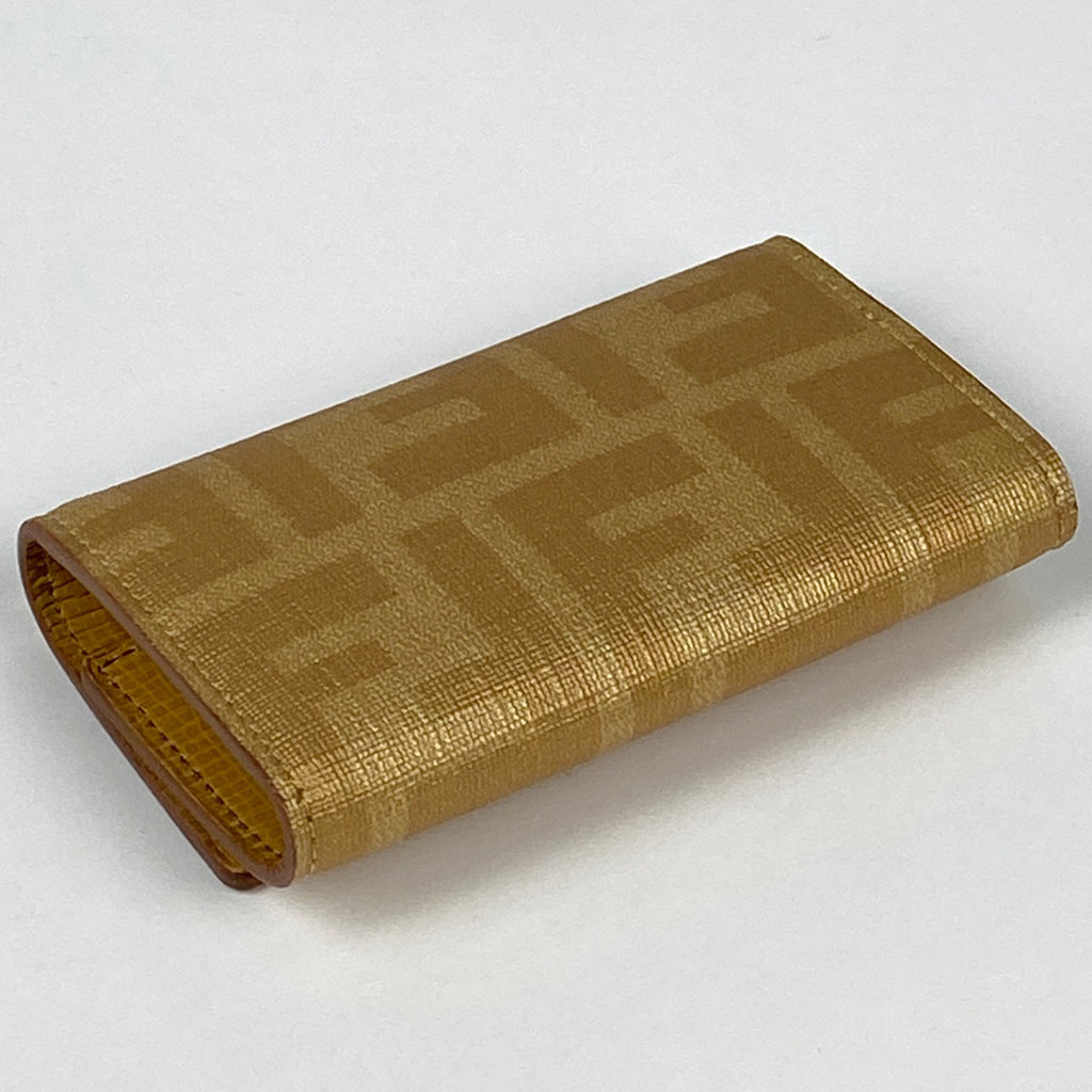 フェンディ ズッカ柄 6連 キーケース キーフック 鍵入れ キーケース コーティングキャンバス ゴールド 8AP079 レディース 【中古】brbag