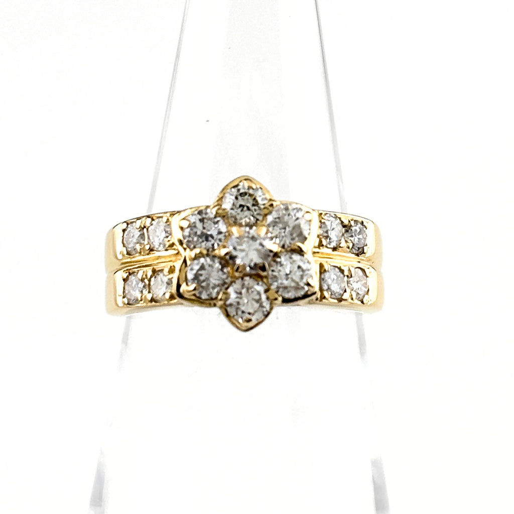 メレダイヤ デザインリング YG イエローゴールド 指輪 リング 10号 K18 ダイヤモンド レディース 【中古】nbjwl