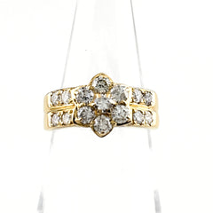 メレダイヤ デザインリング YG イエローゴールド 指輪 リング 10号 K18 ダイヤモンド レディース 【中古】nbjwl