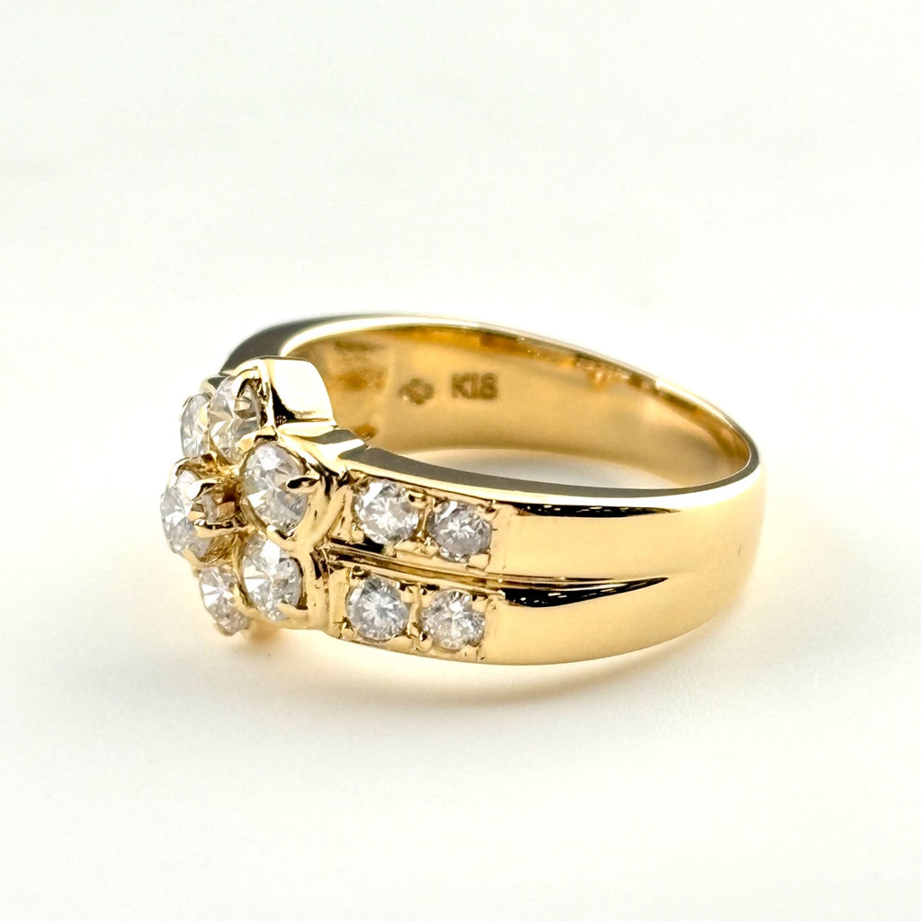メレダイヤ デザインリング YG イエローゴールド 指輪 リング 10号 K18 ダイヤモンド レディース 【中古】nbjwl