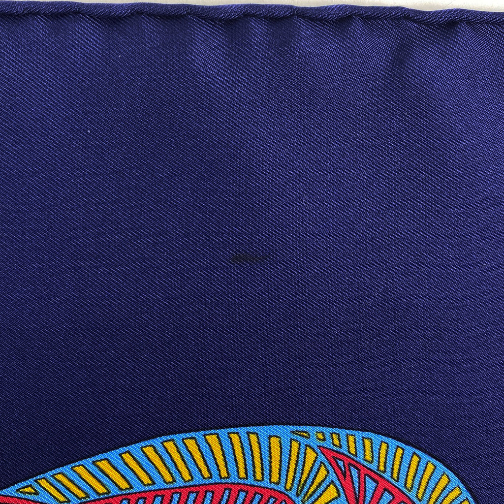 エルメス カレ 90 ART des STEPPES ステップ美術 スカーフ シルク ネイビー マルチカラー レディース 【中古】brbag