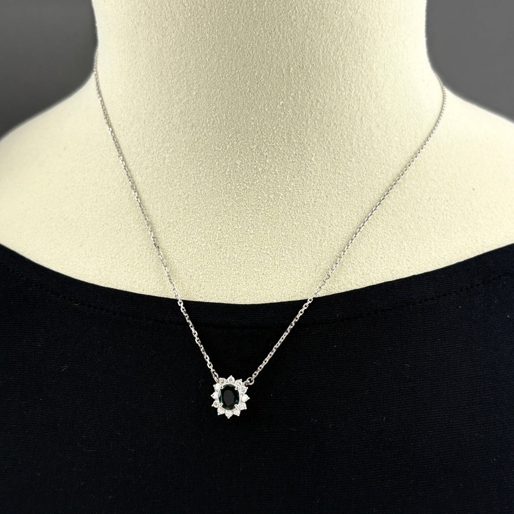 サファイア デザインネックレス プラチナ メレダイヤ ペンダント ネックレス Pt850 サファイア ダイヤモンド レディース 【中古】nbjwl