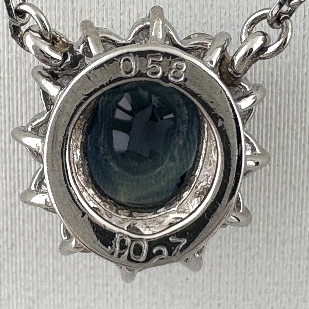 サファイア デザインネックレス プラチナ メレダイヤ ペンダント ネックレス Pt850 サファイア ダイヤモンド レディース 【中古】nbjwl