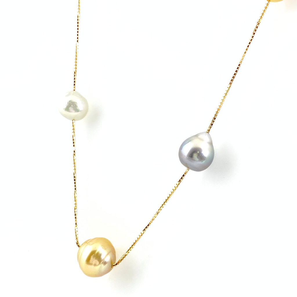 タサキ パール デザインネックレス YG イエローゴールド ペンダント 真珠 ネックレス 750 パール レディース 【中古】brjwl