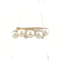 タサキ パール デザインリング YG イエローゴールド 指輪 メレダイヤ 真珠 リング 12号 K18 パール ダイヤモンド レディース 【中古】brjwl