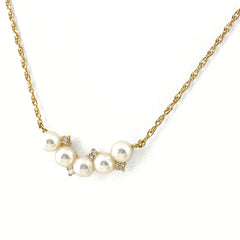 タサキ パール デザインネックレス YG イエローゴールド ペンダント 真珠 メレダイヤ ネックレス K18 パール ダイヤモンド レディース 【中古】brjwl