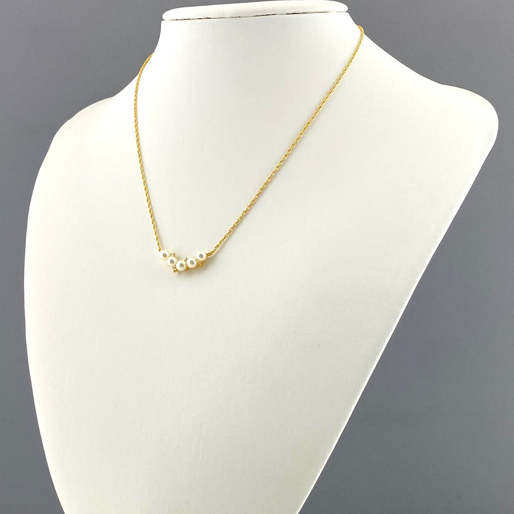 タサキ パール デザインネックレス YG イエローゴールド ペンダント 真珠 メレダイヤ ネックレス K18 パール ダイヤモンド レディース 【中古】brjwl