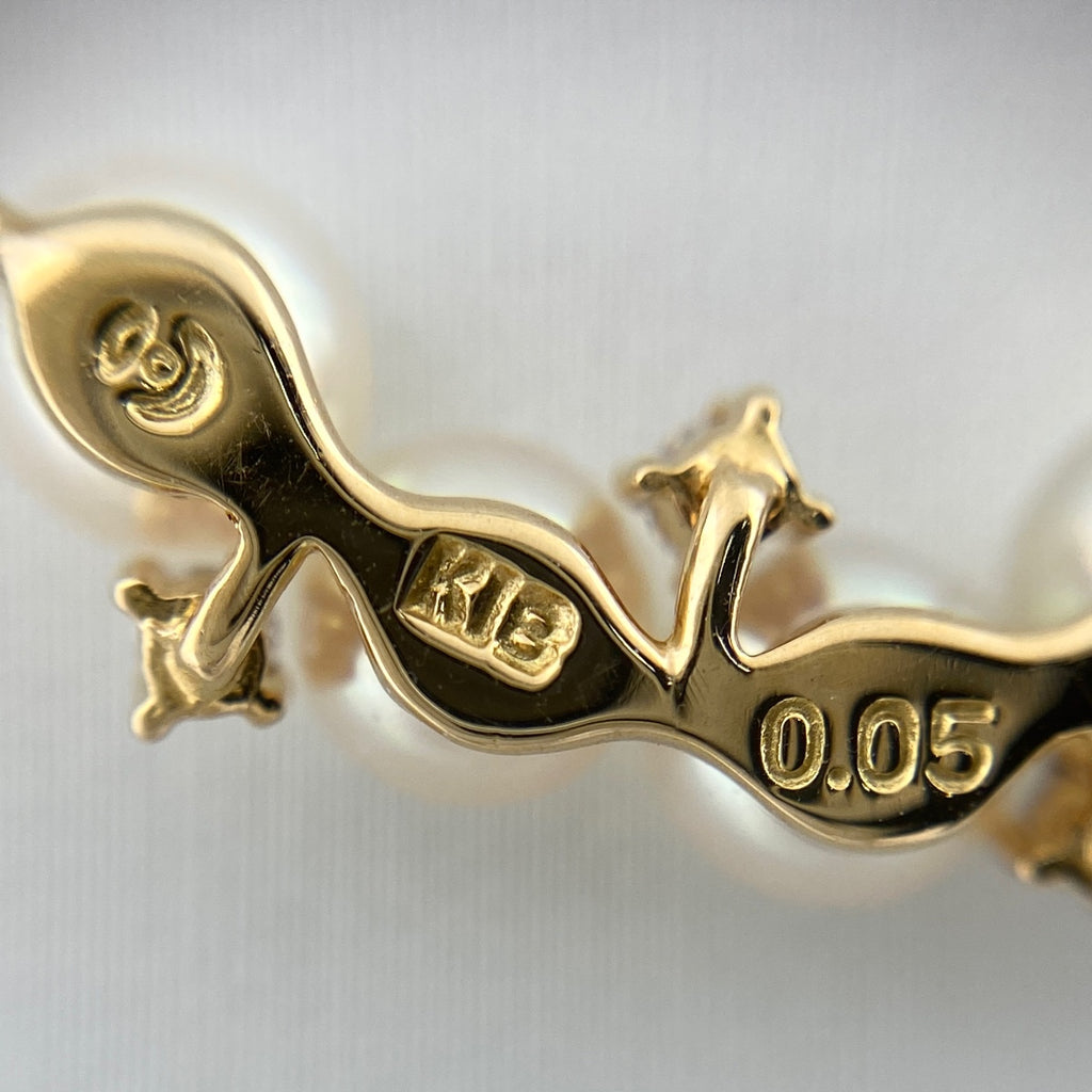 タサキ パール デザインネックレス YG イエローゴールド ペンダント 真珠 メレダイヤ ネックレス K18 パール ダイヤモンド レディース 【中古】brjwl