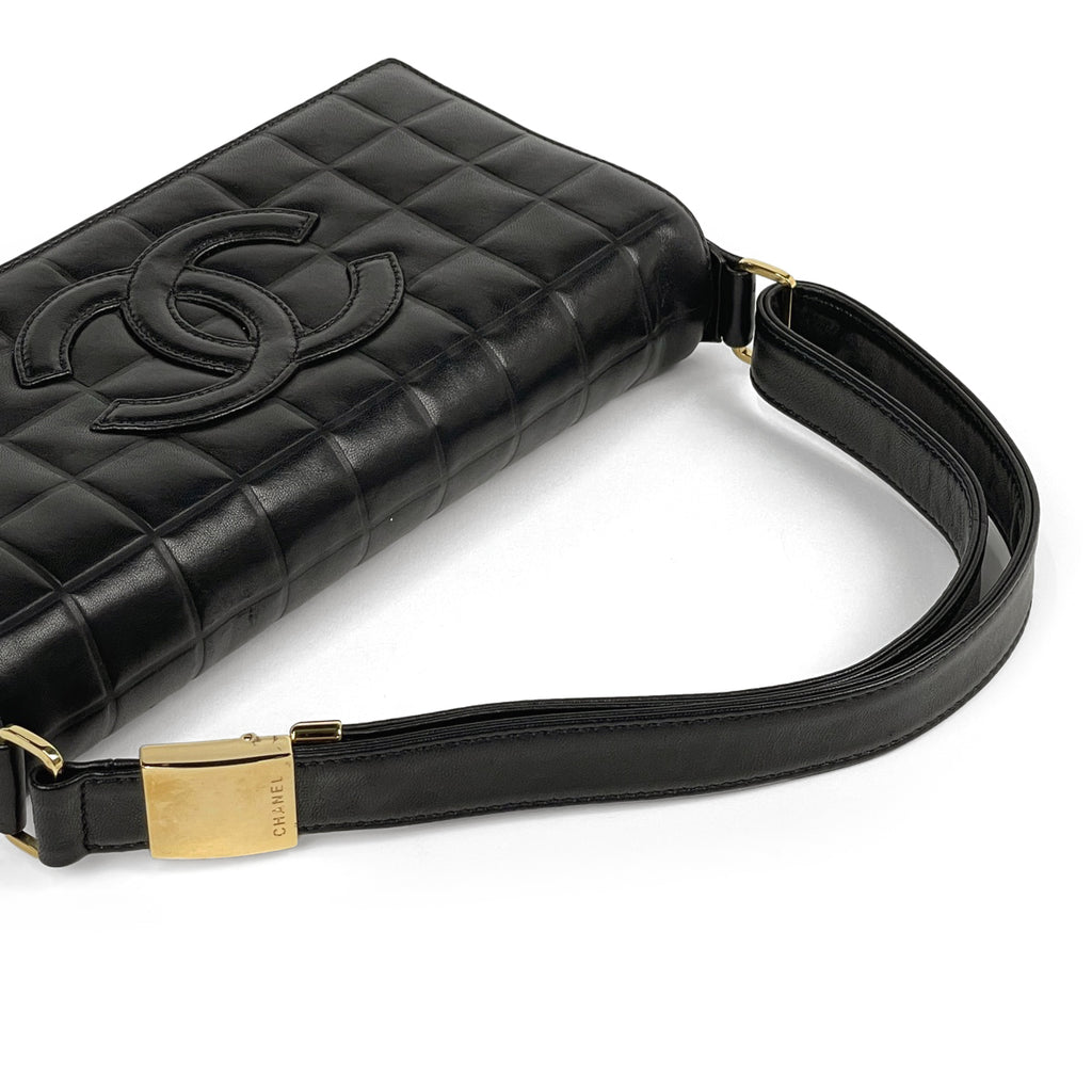 シャネル チョコバー ショルダーバッグ ココマーク ハンドバッグ ショルダーバッグ レザー ブラック レディース 【中古】brbag