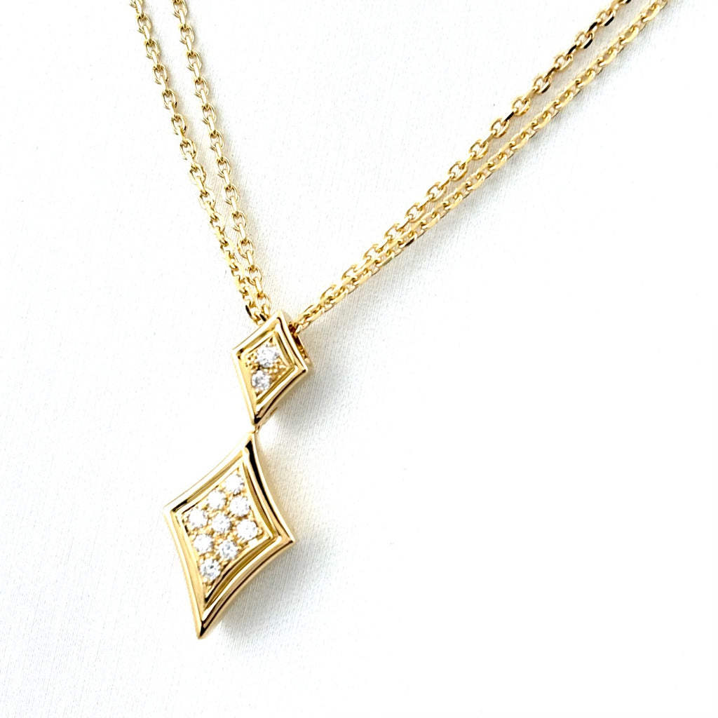 ポーラ メレダイヤ デザインネックレス YG イエローゴールド ペンダント 2連 ネックレス 750 ダイヤモンド レディース 【中古】brjwl