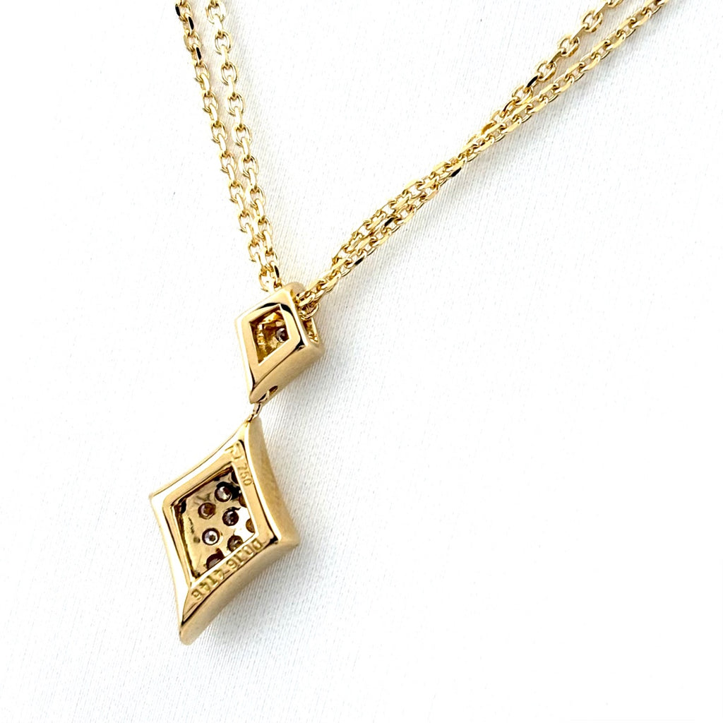 ポーラ メレダイヤ デザインネックレス YG イエローゴールド ペンダント 2連 ネックレス 750 ダイヤモンド レディース 【中古】brjwl