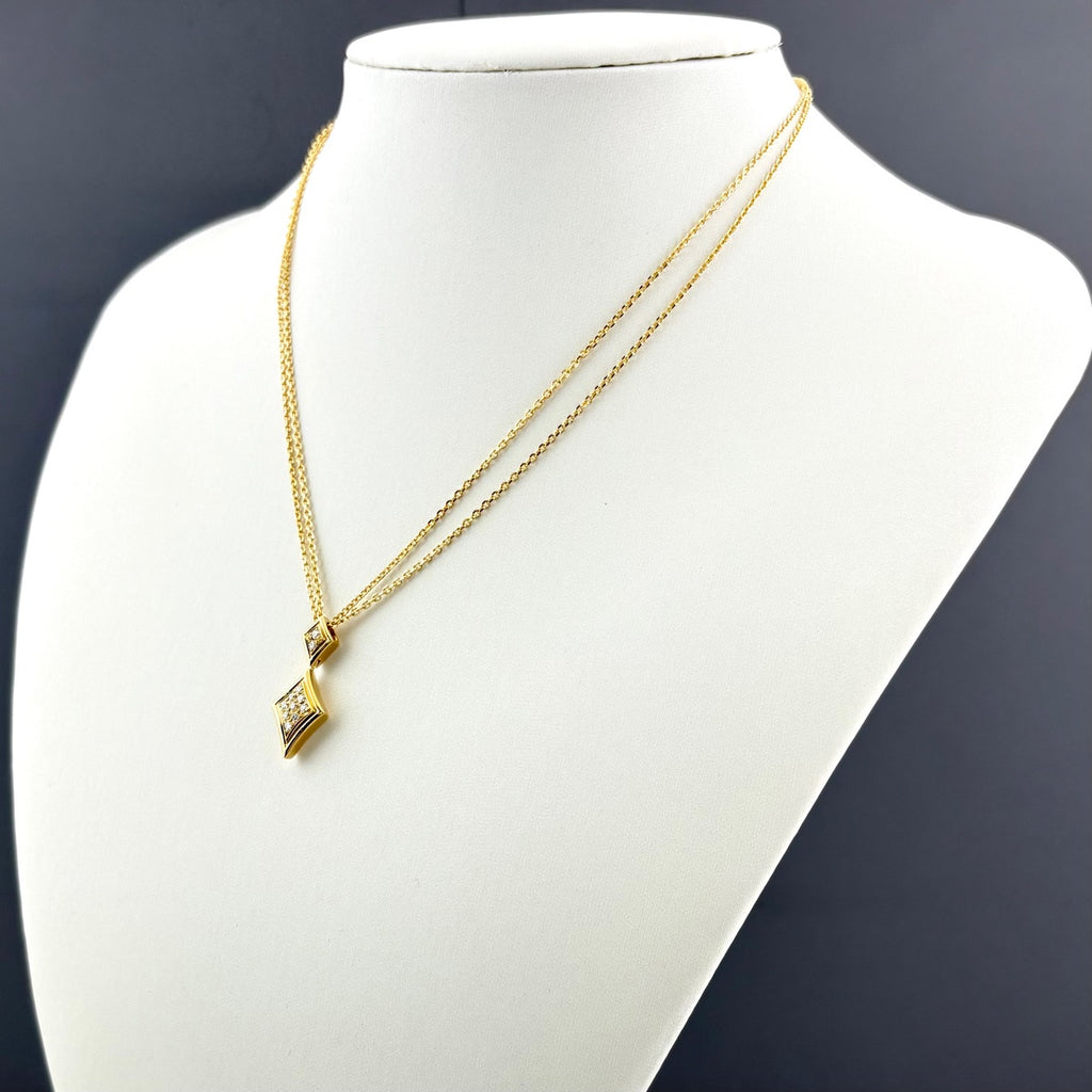 ポーラ メレダイヤ デザインネックレス YG イエローゴールド ペンダント 2連 ネックレス 750 ダイヤモンド レディース 【中古】brjwl