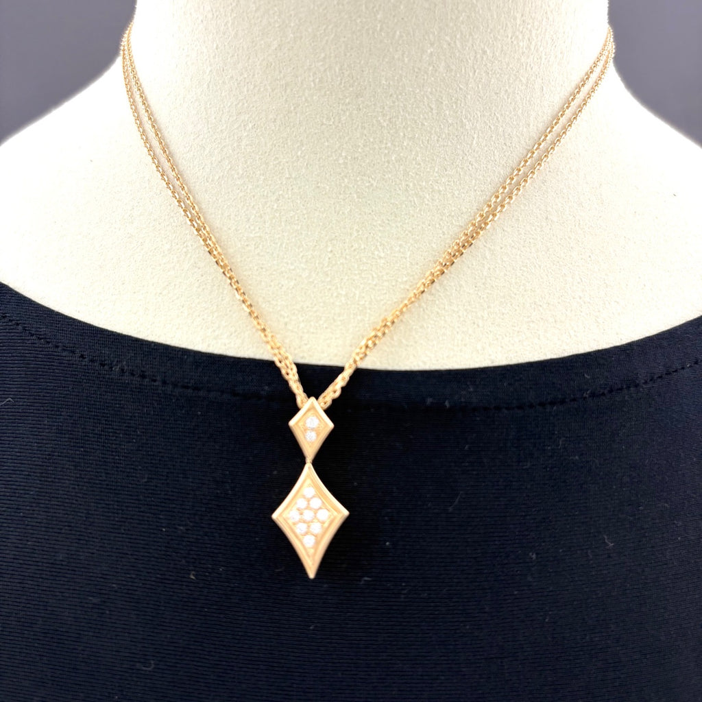 ポーラ メレダイヤ デザインネックレス YG イエローゴールド ペンダント 2連 ネックレス 750 ダイヤモンド レディース 【中古】brjwl