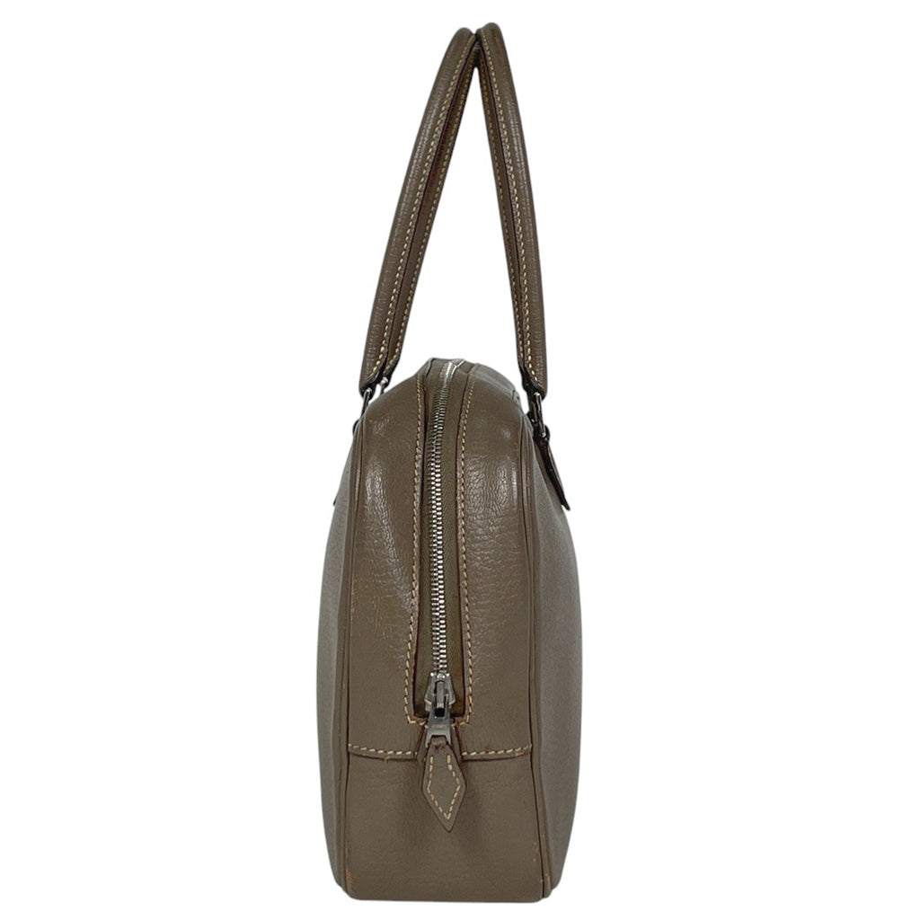 エルメス プリュムエラン 28 手提げ ハンドバッグ シェブルミゾル エトゥープ □J レディース 【中古】brbag