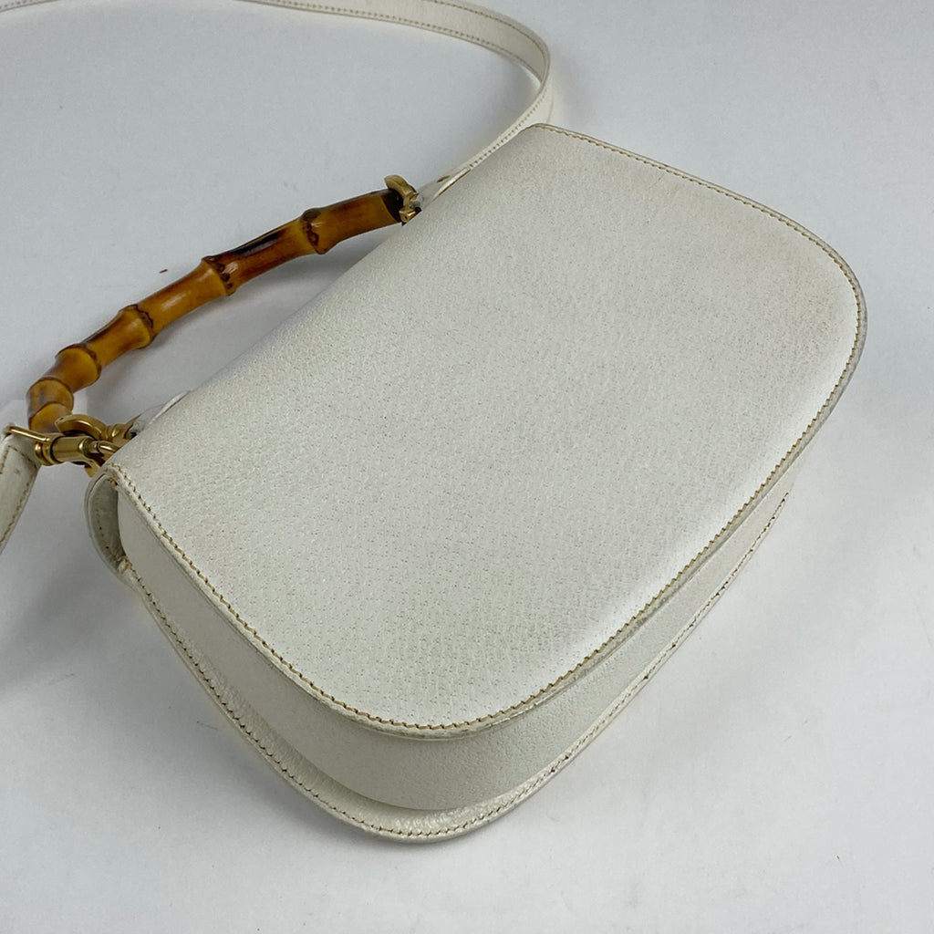 グッチ バンブー ハンドバッグ 2WAY ショルダーバッグ 竹 オールドグッチ 00010140188 ハンドバッグ レザー ホワイト レディース 【中古】brbag