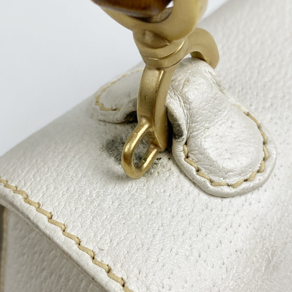 グッチ バンブー ハンドバッグ 2WAY ショルダーバッグ 竹 オールドグッチ 00010140188 ハンドバッグ レザー ホワイト レディース 【中古】brbag