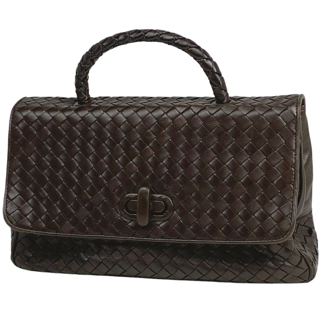 ボッテガヴェネタ イントレチャート ハンドバッグ 手提げ ナッパ ハンドバッグ レザー ブラウン レディース 【中古】brbag