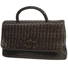 ボッテガヴェネタ イントレチャート ハンドバッグ 手提げ ナッパ ハンドバッグ レザー ブラウン レディース 【中古】brbag