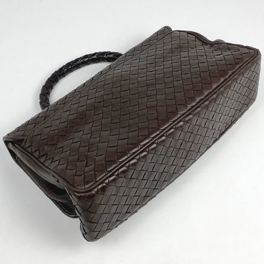 ボッテガヴェネタ イントレチャート ハンドバッグ 手提げ ナッパ ハンドバッグ レザー ブラウン レディース 【中古】brbag