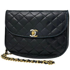 シャネル パリ限定 ココマーク チェーン ショルダーバッグ マトラッセ クラッチ ショルダーバッグ レザー ブラック レディース 【中古】brbag