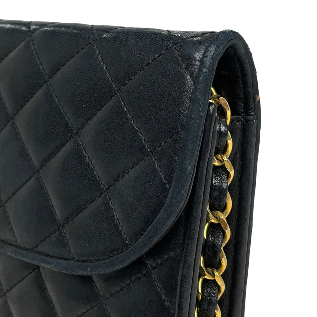 シャネル パリ限定 ココマーク チェーン ショルダーバッグ マトラッセ クラッチ ショルダーバッグ レザー ブラック レディース 【中古】brbag