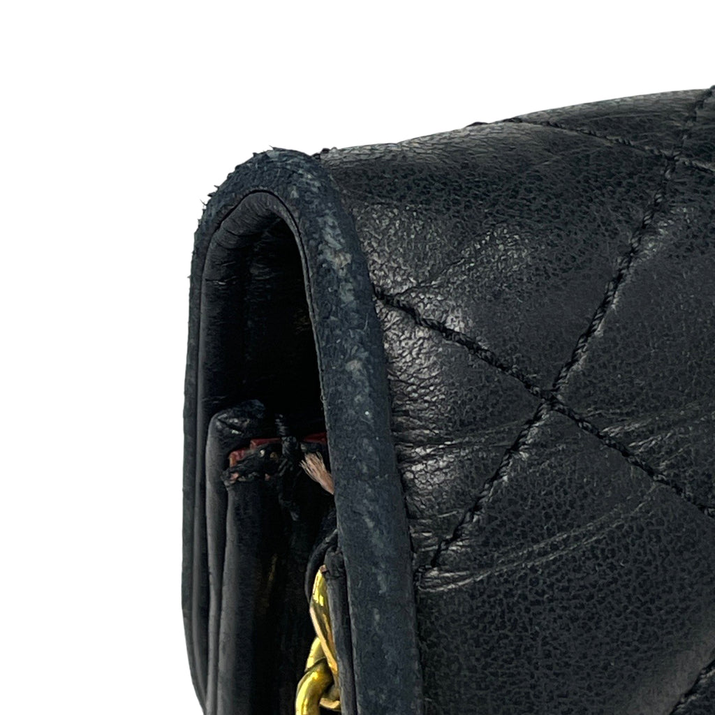 シャネル パリ限定 ココマーク チェーン ショルダーバッグ マトラッセ クラッチ ショルダーバッグ レザー ブラック レディース 【中古】brbag