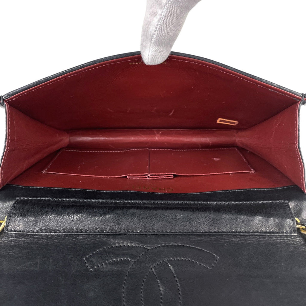 シャネル パリ限定 ココマーク チェーン ショルダーバッグ マトラッセ クラッチ ショルダーバッグ レザー ブラック レディース 【中古】brbag