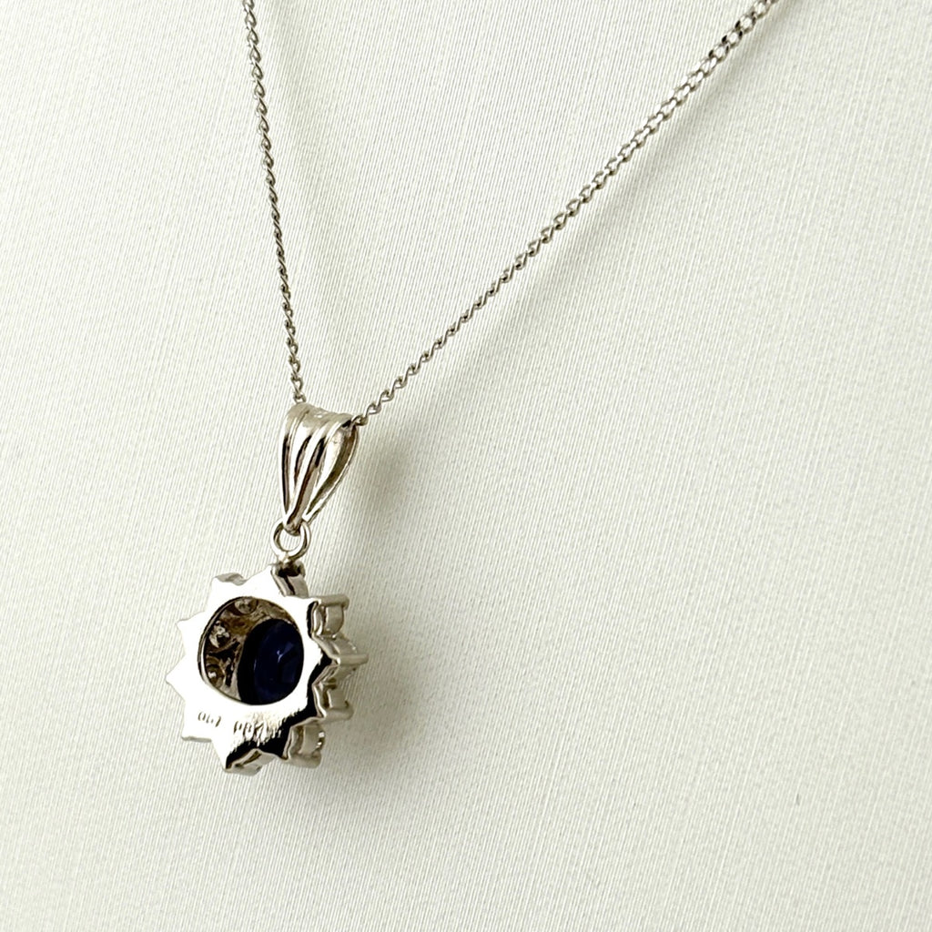 約40cm サファイア ネックレス プラチナ ペンダント メレダイヤ ダイヤモンド Pt900 Pt850 サファイア レディース 【中古】nbjwl