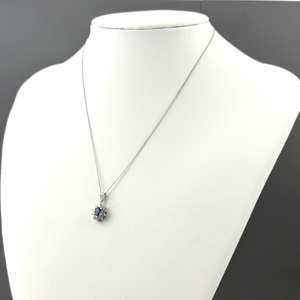 約40cm サファイア ネックレス プラチナ ペンダント メレダイヤ ダイヤモンド Pt900 Pt850 サファイア レディース 【中古】nbjwl