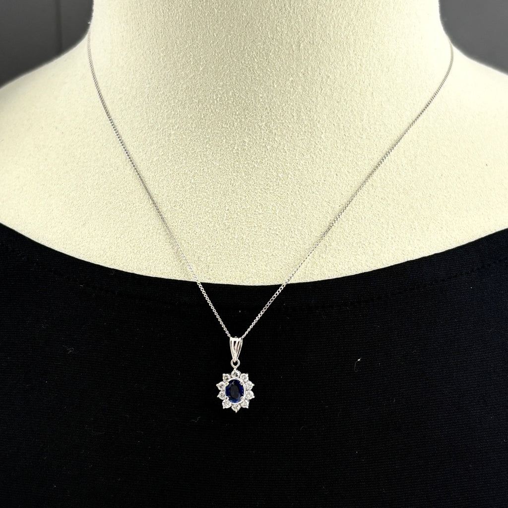 約40cm サファイア ネックレス プラチナ ペンダント メレダイヤ ダイヤモンド Pt900 Pt850 サファイア レディース 【中古】nbjwl