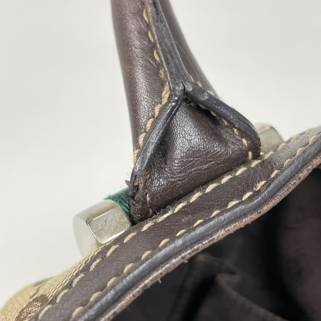 グッチ GG柄 トートバッグ 肩掛け ショルダーバッグ シェリーライン ウェブ トートバッグ GGキャンバス ブラウン 232970 レディース 【中古】brbag