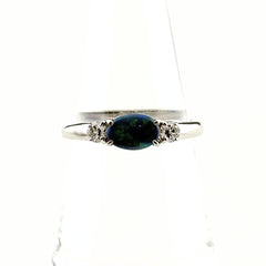 ブラックオパール デザインリング プラチナ 指輪 メレダイヤ リング 15号 Pt900 ブラックオパール ダイヤモンド ノンブランドジュエリー 【中古】nbjwl