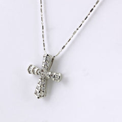 クロスモチーフ デザインネックレス WG ホワイトゴールド ペンダント 十字架 ネックレス K18 WG ダイヤモンド レディース 【中古】nbjwl
