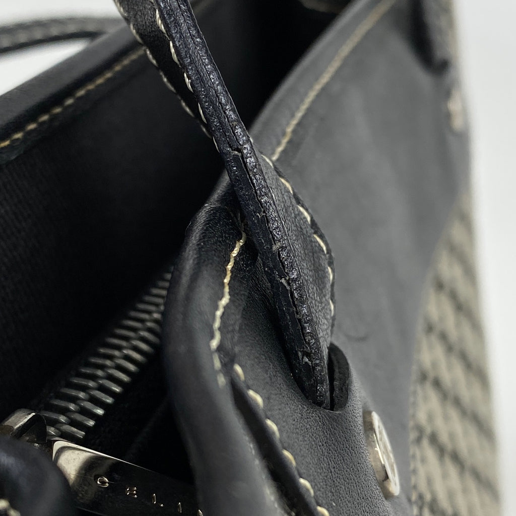セリーヌ マカダム柄 ハンドバッグ 手提げ ハンドバッグ キャンバス ブラック グレー レディース 【中古】brbag