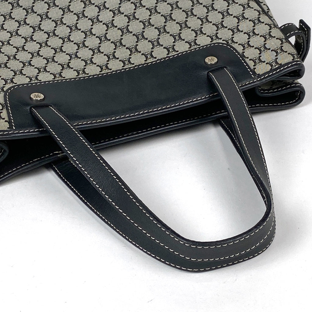 セリーヌ マカダム柄 ハンドバッグ 手提げ ハンドバッグ キャンバス ブラック グレー レディース 【中古】brbag