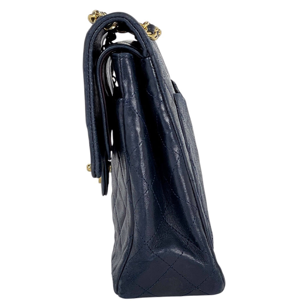 シャネル マトラッセ Wフラップ チェーン ショルダーバッグ ココマーク ショルダーバッグ レザー ネイビー レディース 【中古】brbag