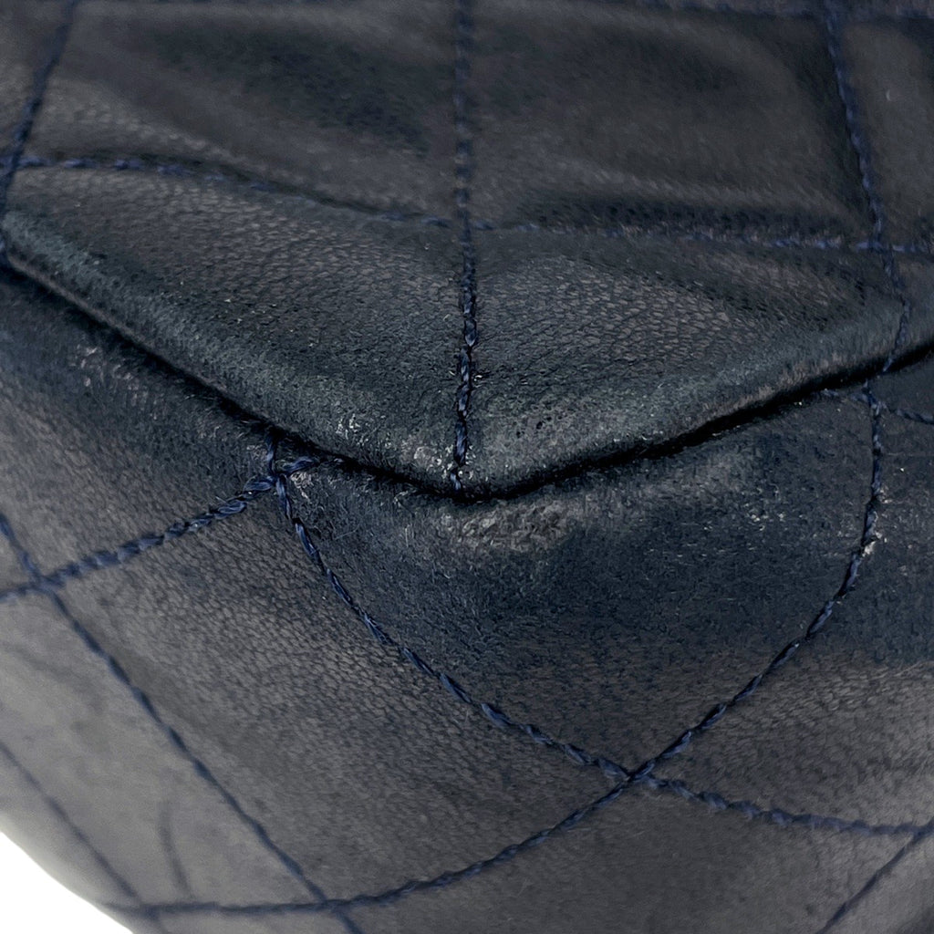 シャネル マトラッセ Wフラップ チェーン ショルダーバッグ ココマーク ショルダーバッグ レザー ネイビー レディース 【中古】brbag