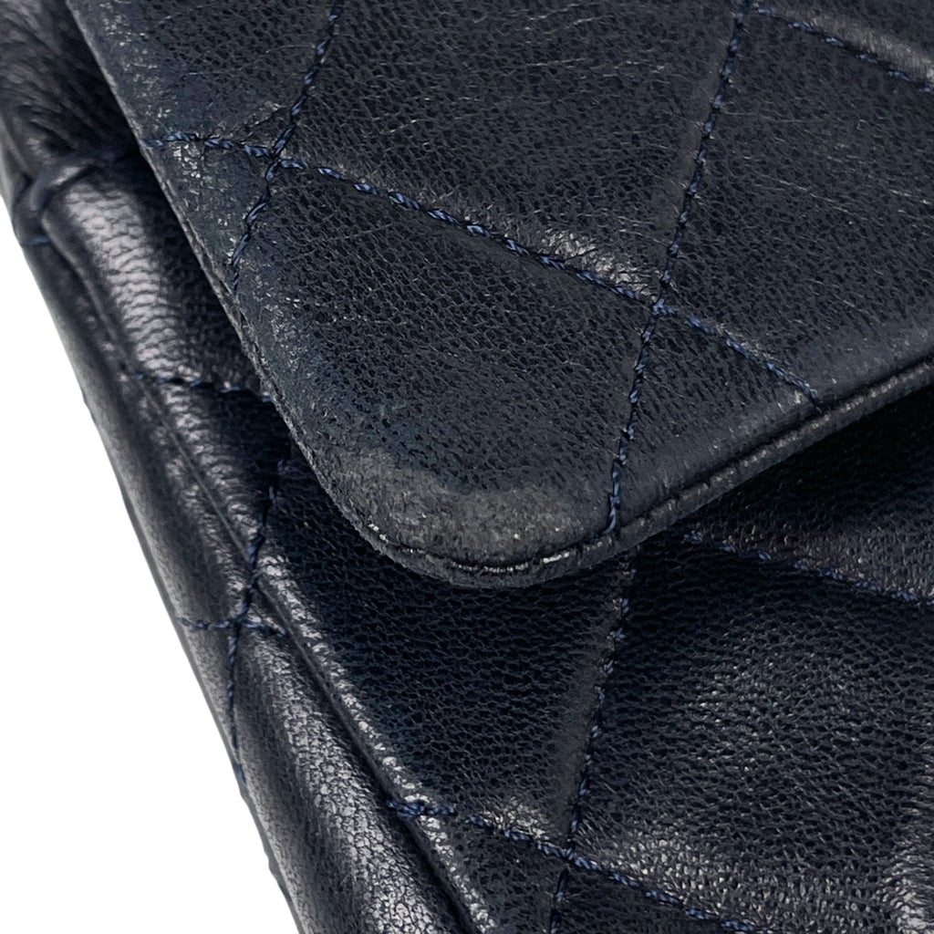 シャネル マトラッセ Wフラップ チェーン ショルダーバッグ ココマーク ショルダーバッグ レザー ネイビー レディース 【中古】brbag