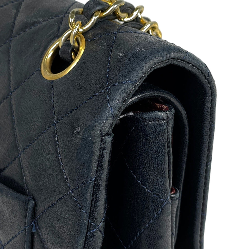 シャネル マトラッセ Wフラップ チェーン ショルダーバッグ ココマーク ショルダーバッグ レザー ネイビー レディース 【中古】brbag