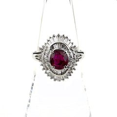 ルビー デザインリング プラチナ メレダイヤ 指輪 リング 15号 Pt900 ルビー ダイヤモンド レディース ノンブランドジュエリー 【中古】nbjwl