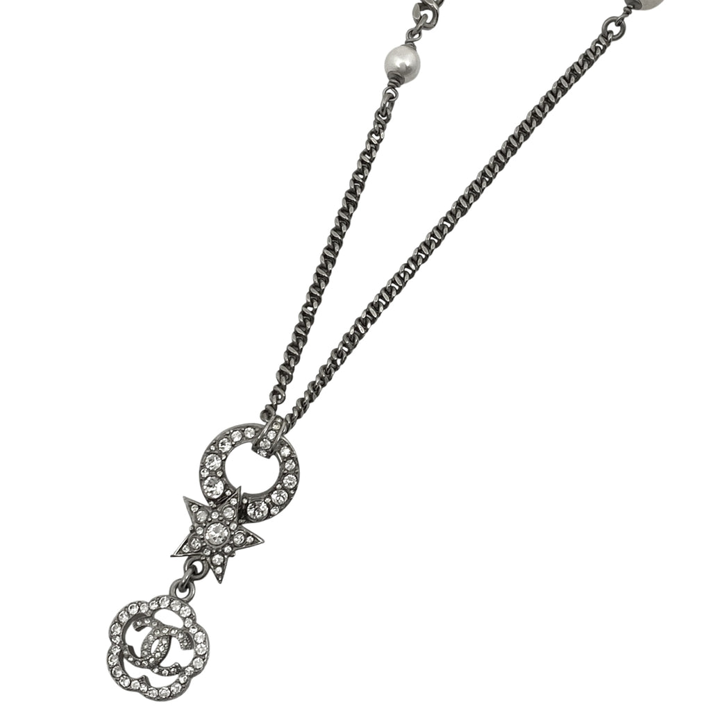 シャネル ココマーク フェイクパール ネックレス フラワー スター ラインストーン ネックレス シルバーメッキ シルバー レディース 【中古】bracc