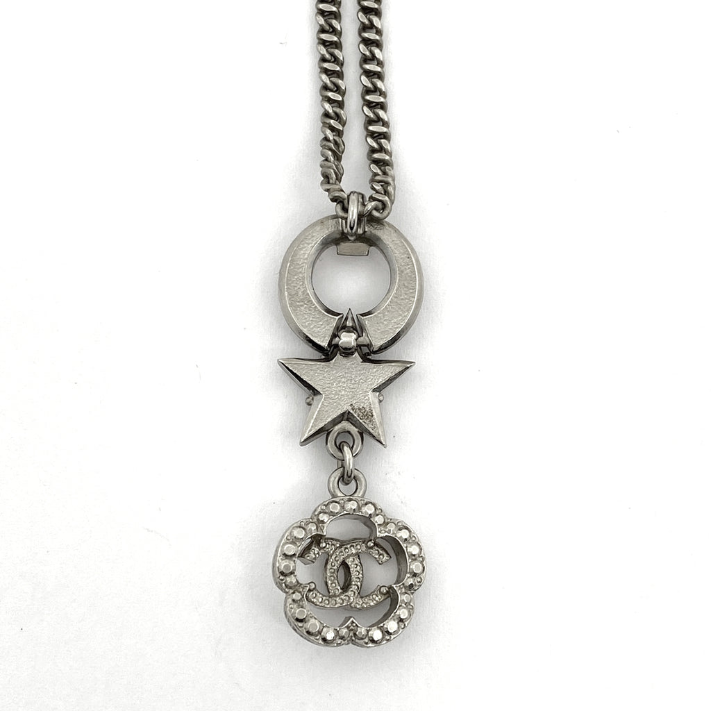 シャネル ココマーク フェイクパール ネックレス フラワー スター ラインストーン ネックレス シルバーメッキ シルバー レディース 【中古】bracc