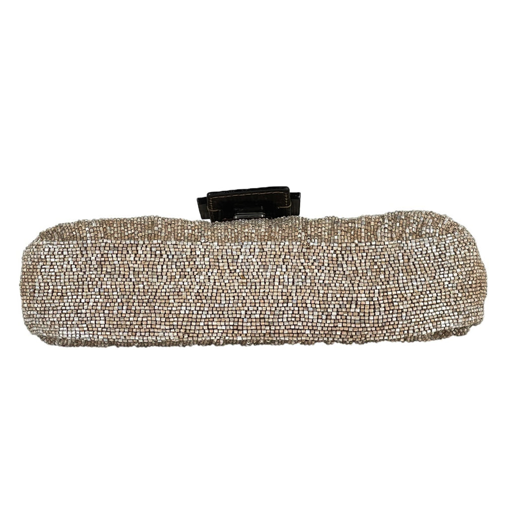 フェンディ ズッカロゴ マンマバゲット ハンドバッグ ワンショルダー 肩掛け ビーズ ショルダーバッグ レザー ベージュ ブラウン 26424 レディース 【中古】brbag