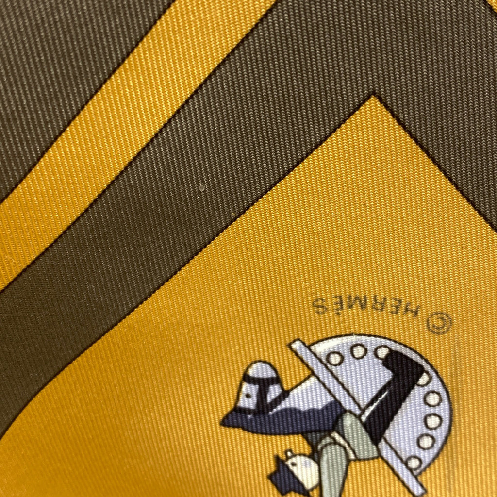 エルメス カレ 90 Raconte moi le cheval お馬の話をして スカーフ シルク オレンジ ブラウン レディース 【中古】brbag