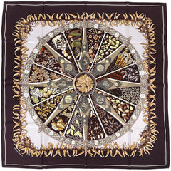 エルメス カレ 90 AUX PAYS DES EPICES スパイスの土地で スカーフ シルク パープル マルチカラー レディース 【中古】brbag