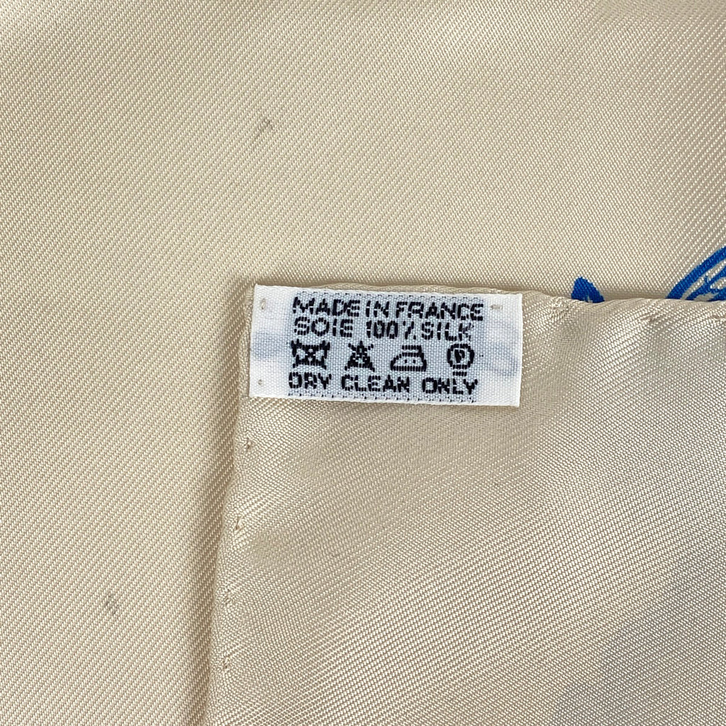 エルメス カレ90 アニマル柄 森の動物 アルファベット スカーフ シルク ベージュ ブルー レディース 【中古】brbag